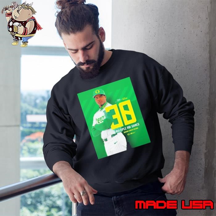 Poster Jacob Walsh Oregon Ducks Baseball 38 career multi-RBI games Oregon Career Record B1G Sweatshirt