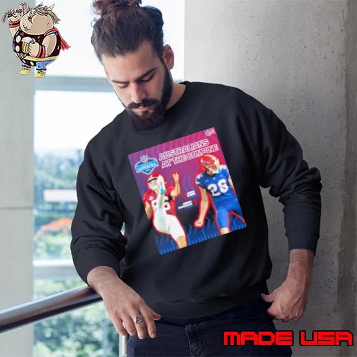 Poster James Burnip Alabama and Jeremy Crawshaw Florida Australians At The Combine NFL Scouting Combine 2025 Sweatshirt