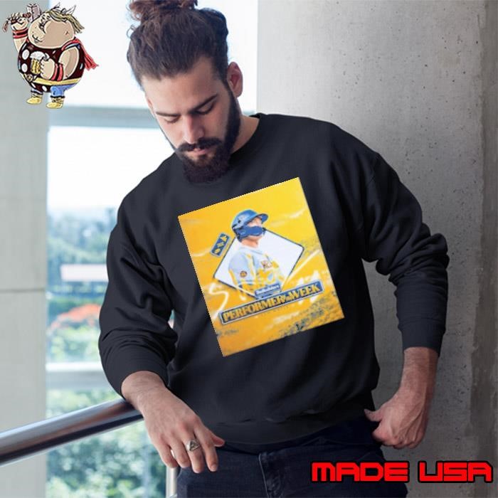 Poster West Virginia Mountaineers baseball Sam White Performer of the Week 2025 ReBuilders Commercial Restoration Sweatshirt