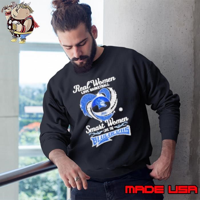 Real Women Love Basketball Smart Women Love The Duke Blue Devils Basketball Heart Diamond Sweatshirt