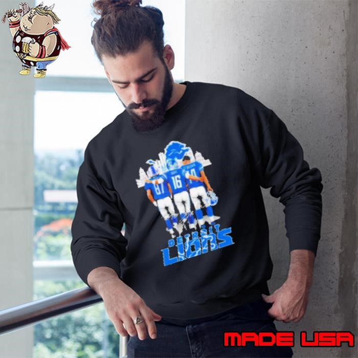 Skyline Detroit Lions Sam LaPorta Jared Goff and Amon Ra St. Brown Signatures Sweatshirt