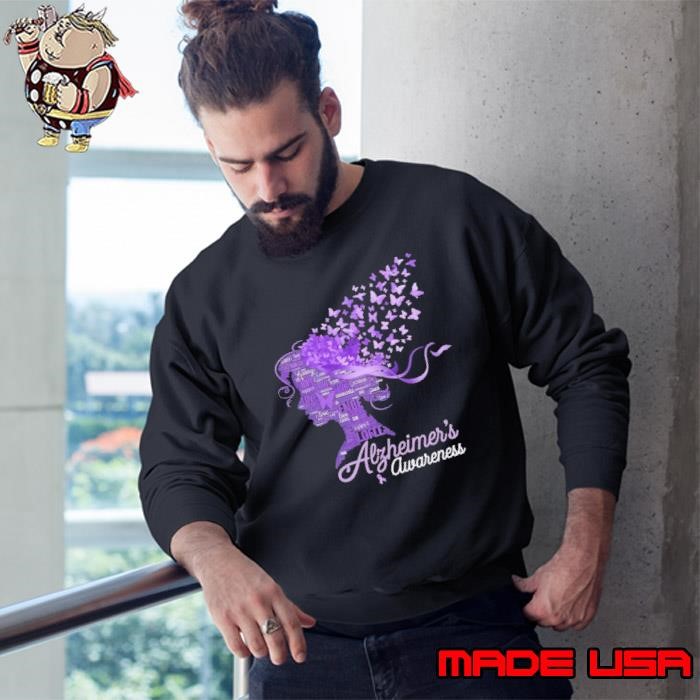 Alzheimer's Awareness Girl Alzheimers Purple Butterflies Sweatshirt