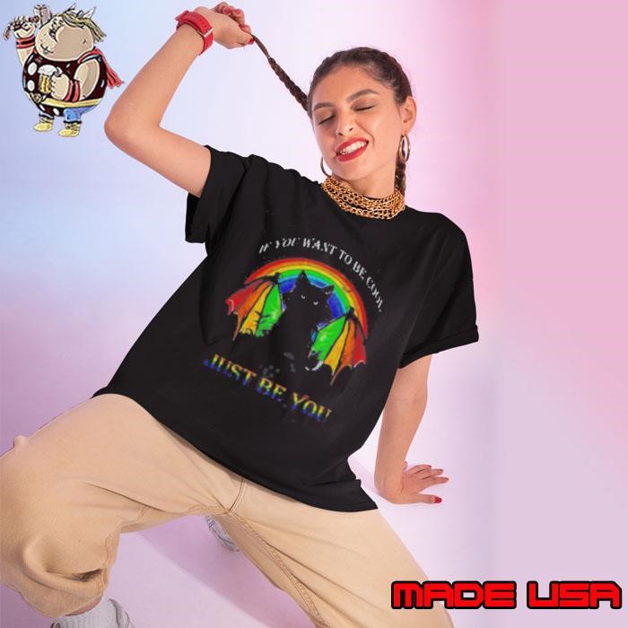 Black Cat If You Want To Be Cool Just Be You LGBT Ladies tee