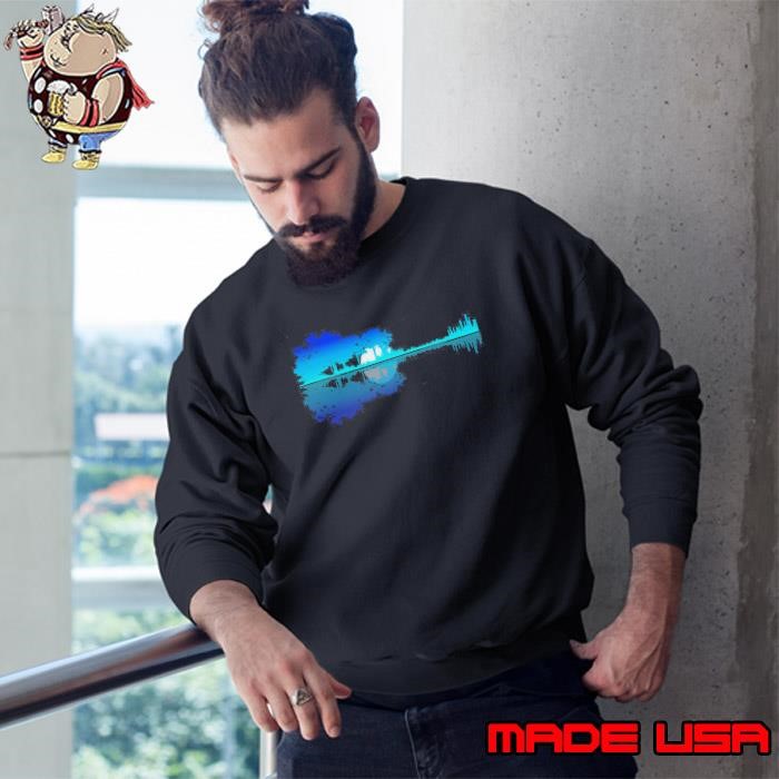 Blue High Moon Night Guitar Player Sweatshirt