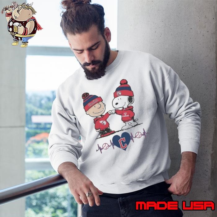 Charlie Brown Snoopy Cleveland Guardians Heartbeat Sweatshirt