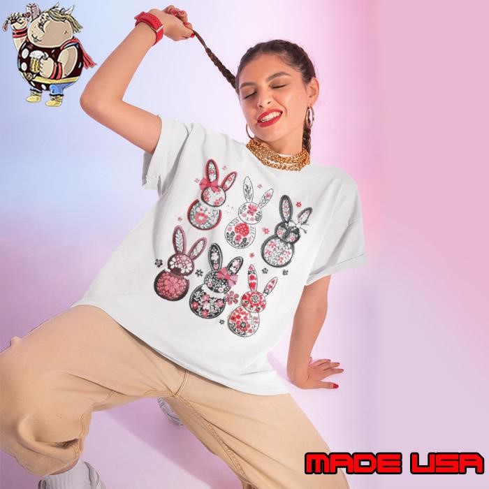 Coquette Easter Bunny Bow Floral Retro Easter Girls Kids Ladies tee