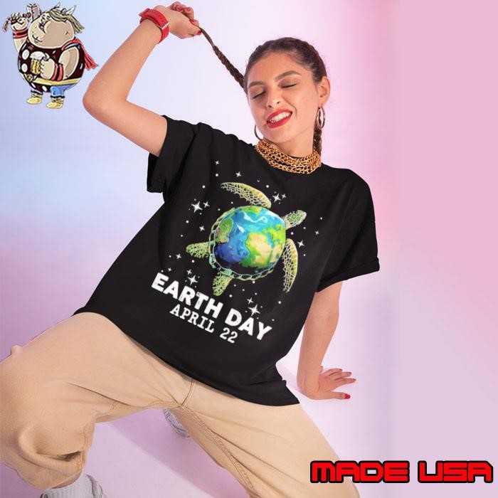 Earth Day 2025 Restore Earth Sea Turtle Art Save the Planet Ladies tee