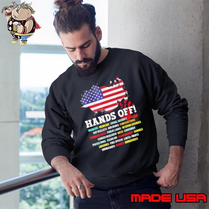 Hands Off Protest 2025 American Flag Social Security Our Jobs Sweatshirt