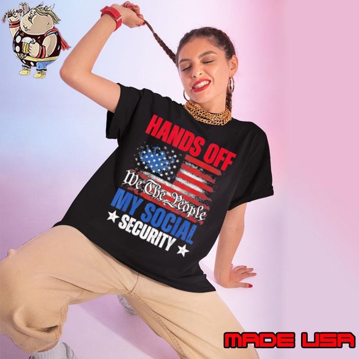 Hands Off We The People My Social Security Usa Flag Stars Ladies tee