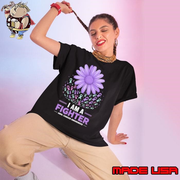 I'm a Fighter Anal Cancer Awareness Flower Ladies tee