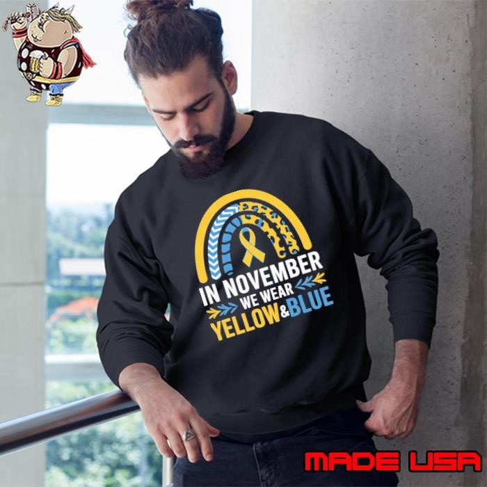In November We Wear Yellow & Blue Leopard Dercum's Disease Sweatshirt