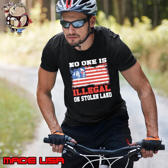 No One Is Illegal On Stolen Land Native Americans Usa Flag Vintage Unisex