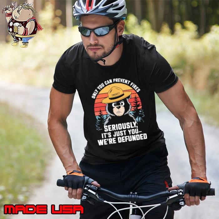 Only You Can Prevent Forest Fires Seriously We're Defunfed Bear Vintage Sunset Unisex