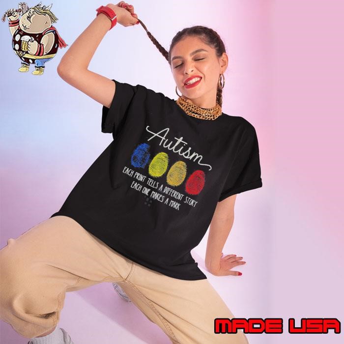Pretty Autism Fingerprint Each Print Tells A Different Story Each One Makes A Mark Retro Ladies tee