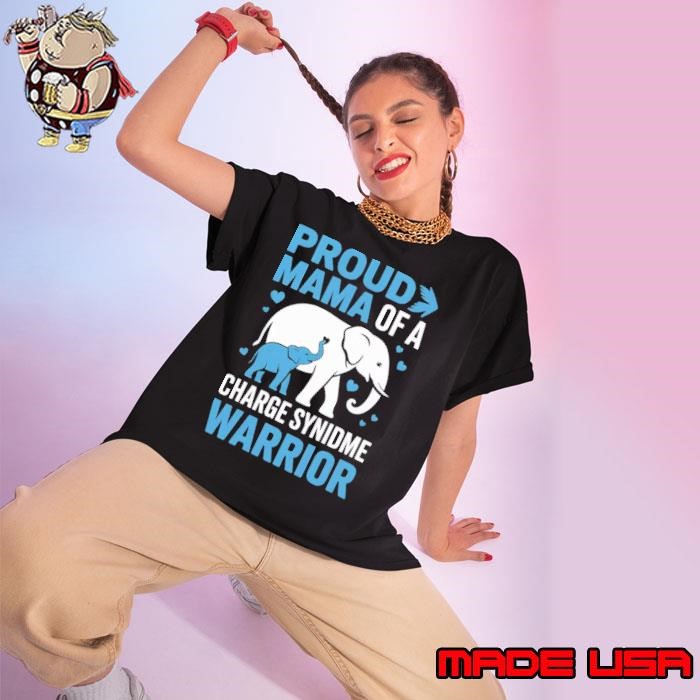 Proud Mama Of A Charge Syndrome Warrior Hearts Elephant Ladies tee