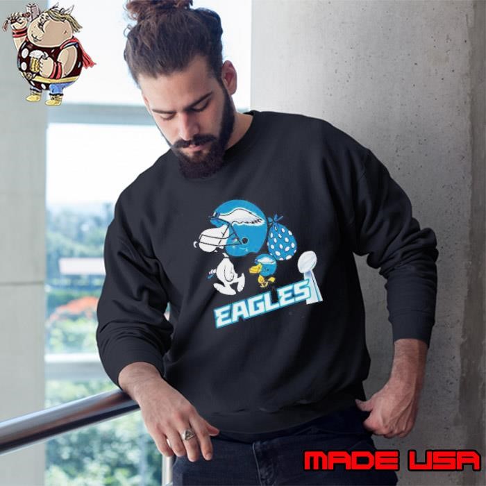 Snoopy And Woodstock Philadelphia Eagles Trophy LIX Sweatshirt