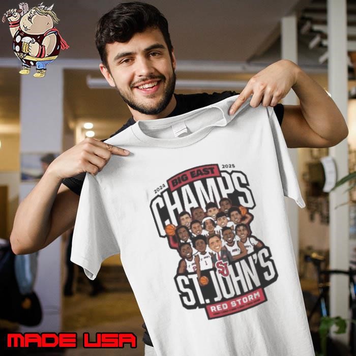 The Big East St Johns Red Storm Mens Basketball 2025 Conference Champions Cartoon Unisex
