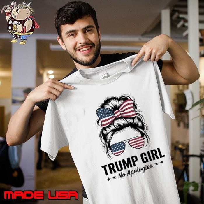 Trump Girl No Apologies Messy Bun Sunglasses Trump 2025 USA Unisex
