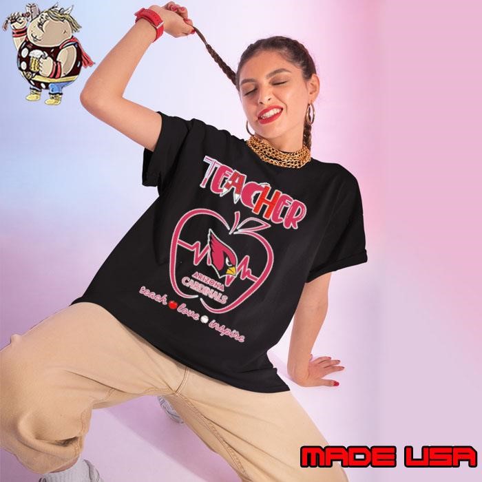 Arizona Cardinals teacher apple teach love inspire Ladies tee