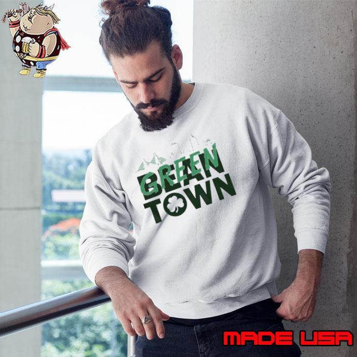 Boston basketball green town skyline Sweatshirt