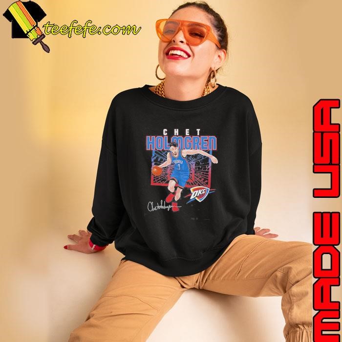 Chet Holmgren Oklahoma City Thunder MLB Basketball Player Shattered Signature Sweatshirt