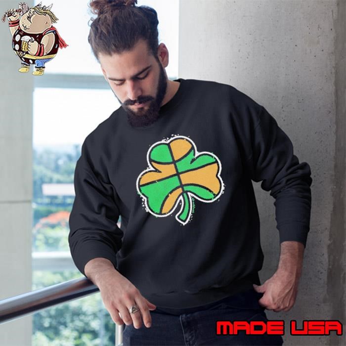 Green and gold basketball shamrock Boston Sweatshirt