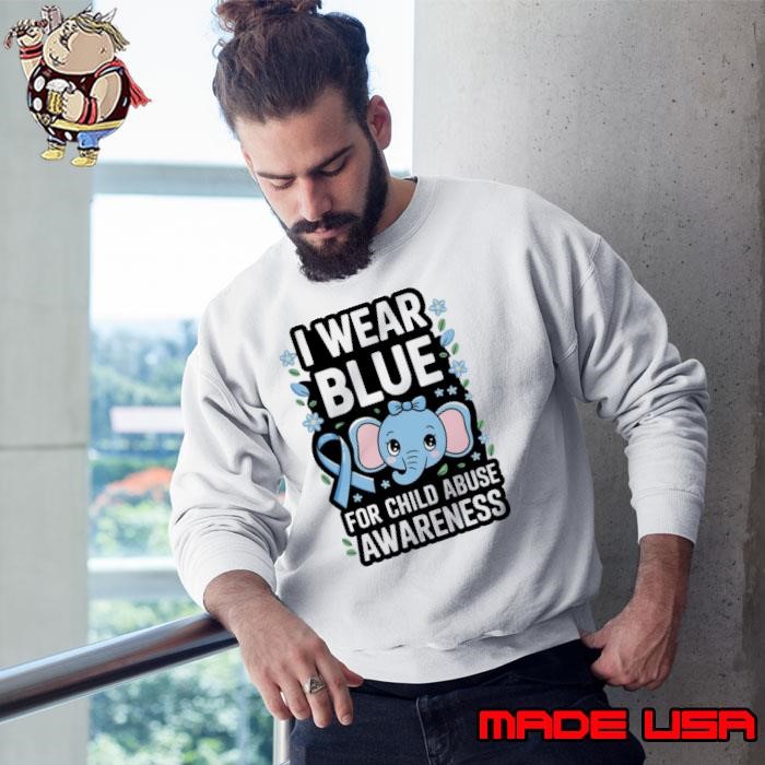 In April I Wear Blue Child Abuse Prevention Awareness Month Elephant Sweatshirt