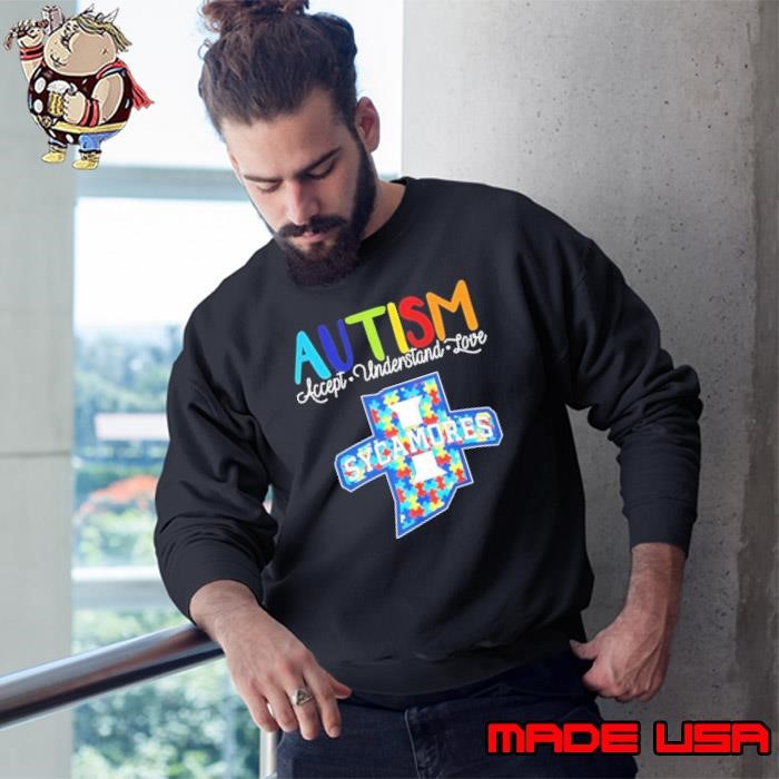 Indiana State Sycamores Autism accept understand love Sweatshirt