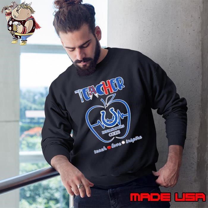 Indianapolis Colts teacher apple teach love inspire shirt