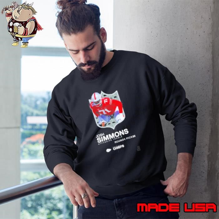 Josh Simmons Offensive Tackle Round 1 Pick 32 Kansas City Chiefs Football NFL 2025 Sweatshirt
