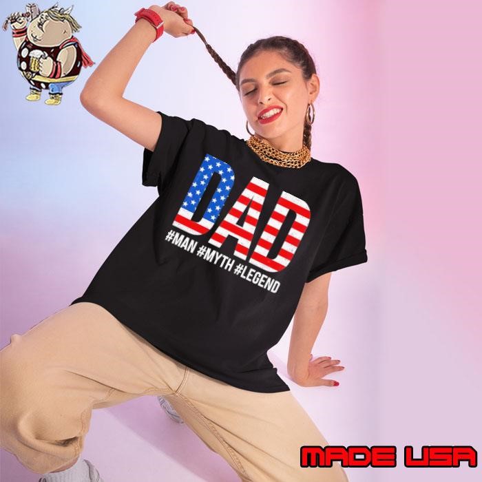 Patriotic Dad Man Myth Legend American Flag Design with Bold Statement Ladies tee