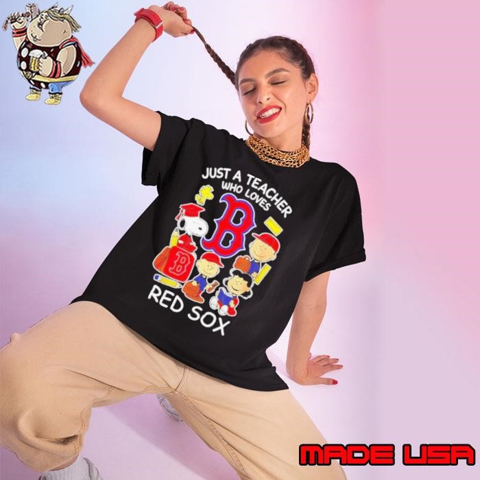 Peanuts just a teacher who loves Boston Red Sox Ladies tee