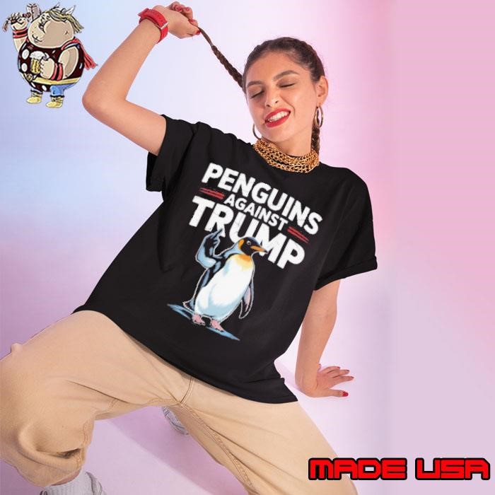 Penguin Flippers Up Resist Funny Penguins Against Trump Ladies tee