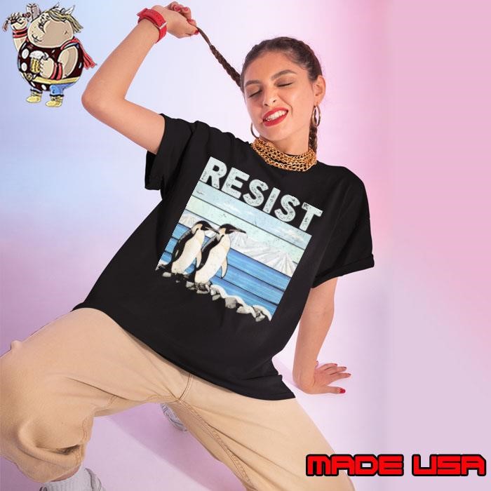Resist Penguin Activism Rock VIntage Ladies tee