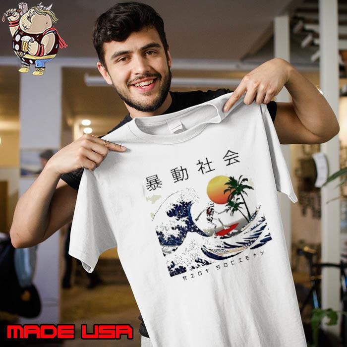 Riot Society skeleton Surfing The Great Wave shirt