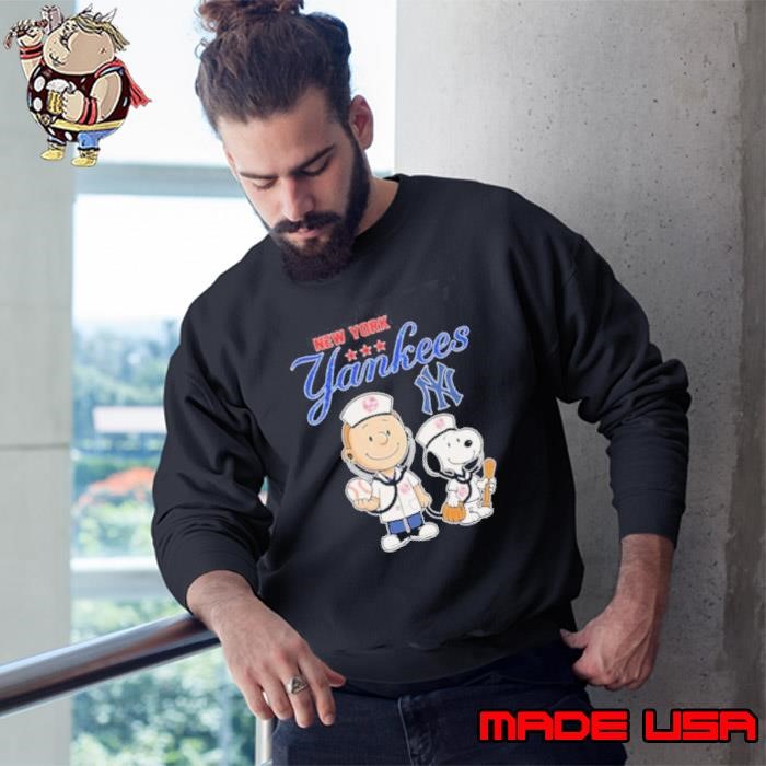 Snoopy And Charlie Brown New York Yankees Caring Hearts, Nurses shirts Sweatshirt