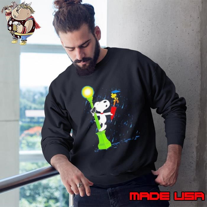 Snoopy and Woodstock singing in the rain Sweatshirt