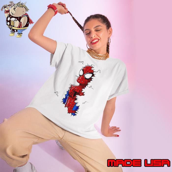Spider Man in a Hedge cartoon Ladies tee
