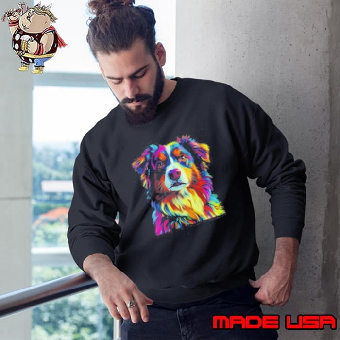 Australian Shepherd Dog Colorful Face Dog Lover Men Women Sweatshirt
