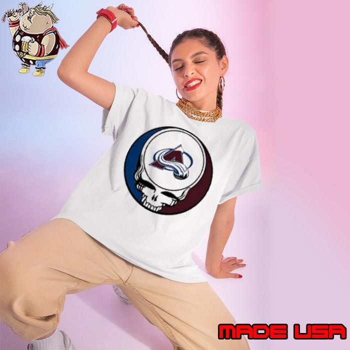 Grateful Dead with Colorado Avalanche NHL Hockey logo Ladies tee