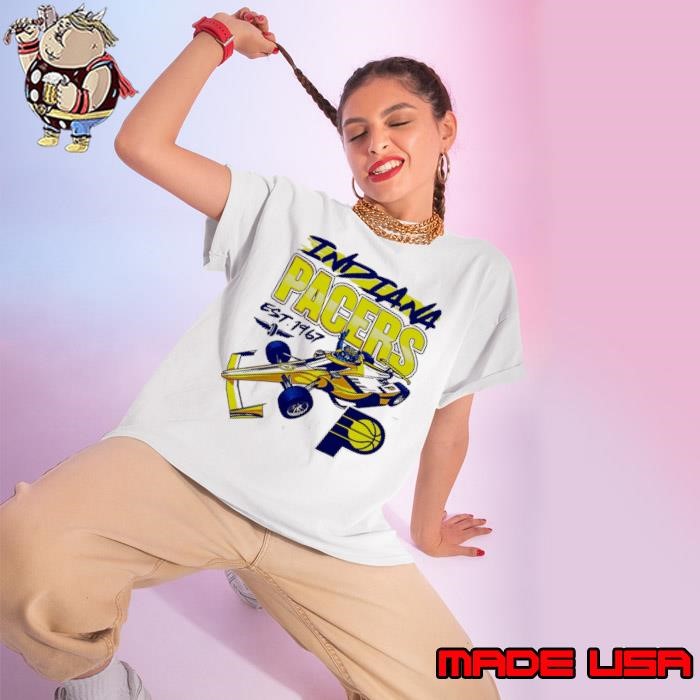 Indiana Pacers 2025 NBA playoffs Boomer racing est. 1967 logo Ladies tee