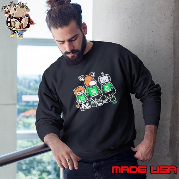 Jake Oettinger, Mikko Rantanen And Jason Robertson Otter, Moose And Robo Guys Dallas Stars Sweatshirt