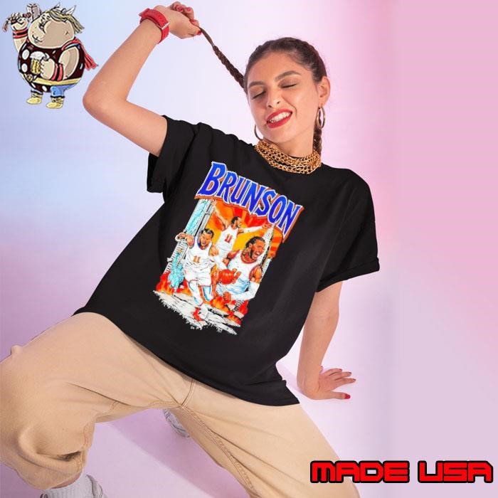 Jalen Brunson New York Knicks Captain Clutch hero graphic Ladies tee