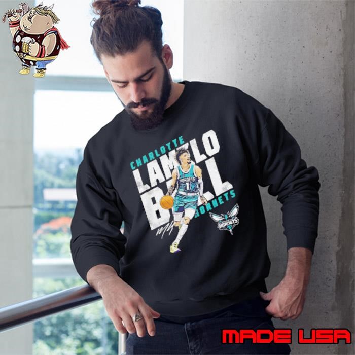LaMelo Ball Charlotte Hornets basketball player slant signature Sweatshirt