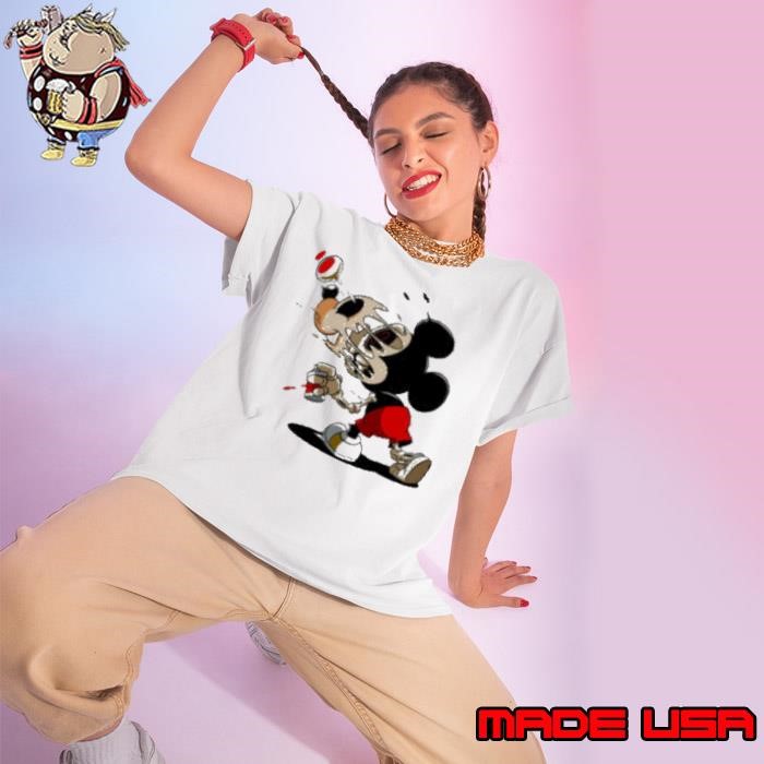 Melting Mickey Mouse Skeleton Street Art Cartoon Graphic Ladies tee