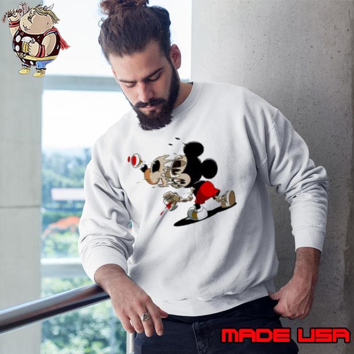 Melting Mickey Mouse Skeleton Street Art Cartoon Graphic shirt