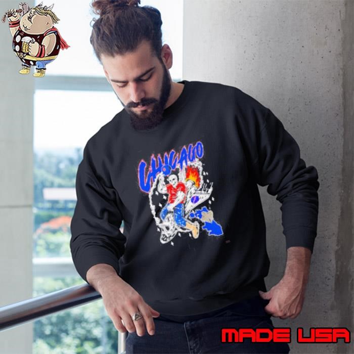 Skeleton riding space ship Chicago Cubs Sweatshirt