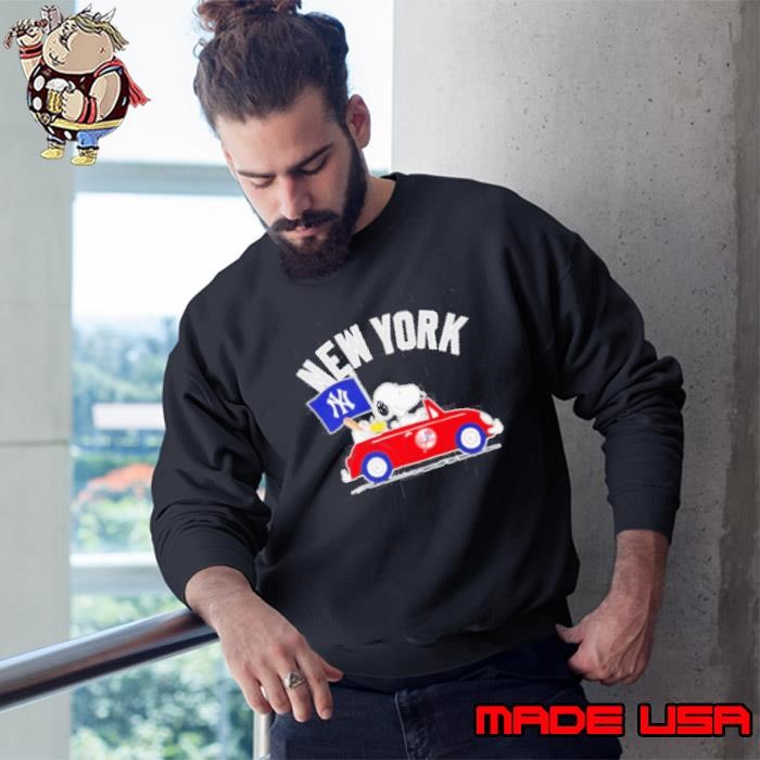 Snoopy and Woodstock driving car New York Yankees Sweatshirt