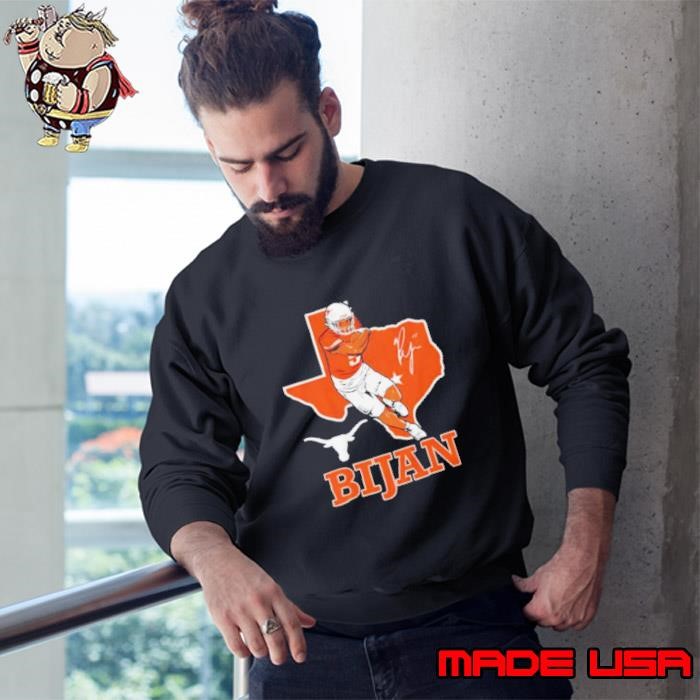 Texas Longhorns Football Bijan Robinson State outline signature Sweatshirt