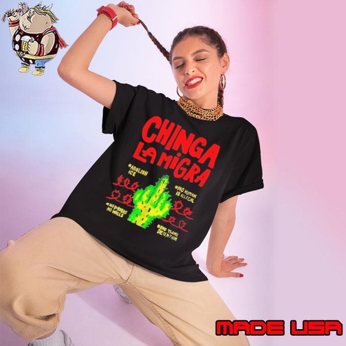 Chinga la migra abolish ice cactus protest no human illegal Ladies tee